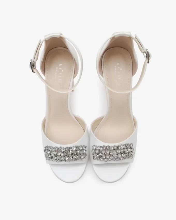 Open toe wedding heels with rhinestones by Kailee P.