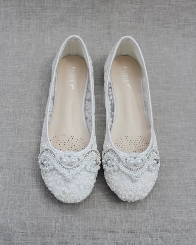 Wedding flats by kaileep with pearls