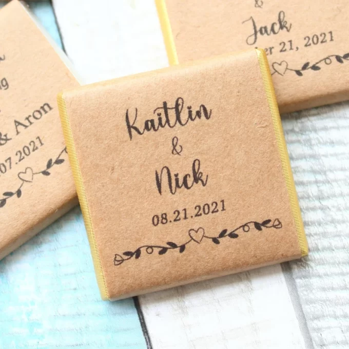 Kraft wrapped chocolate favor bars