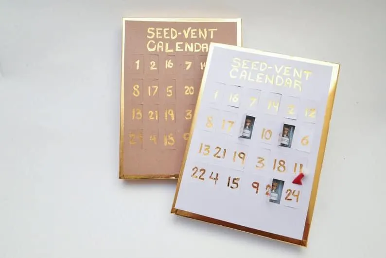 Seed-vent Advent Calendar with 24 mini glass bottles of flower vegetable and herb seeds