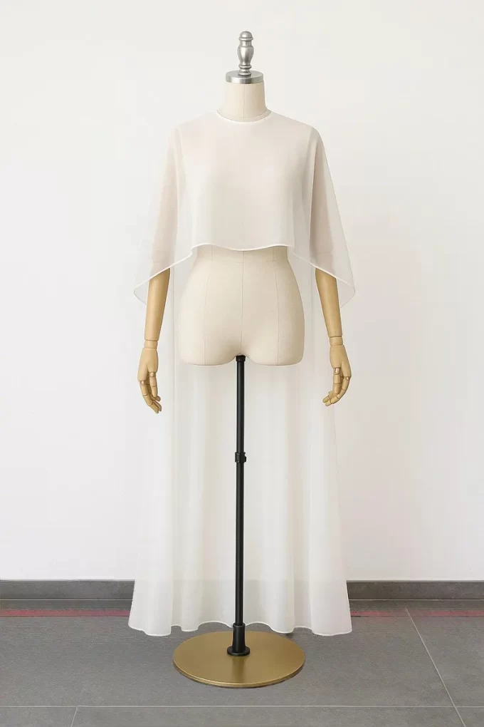 Chiffon bridal cape