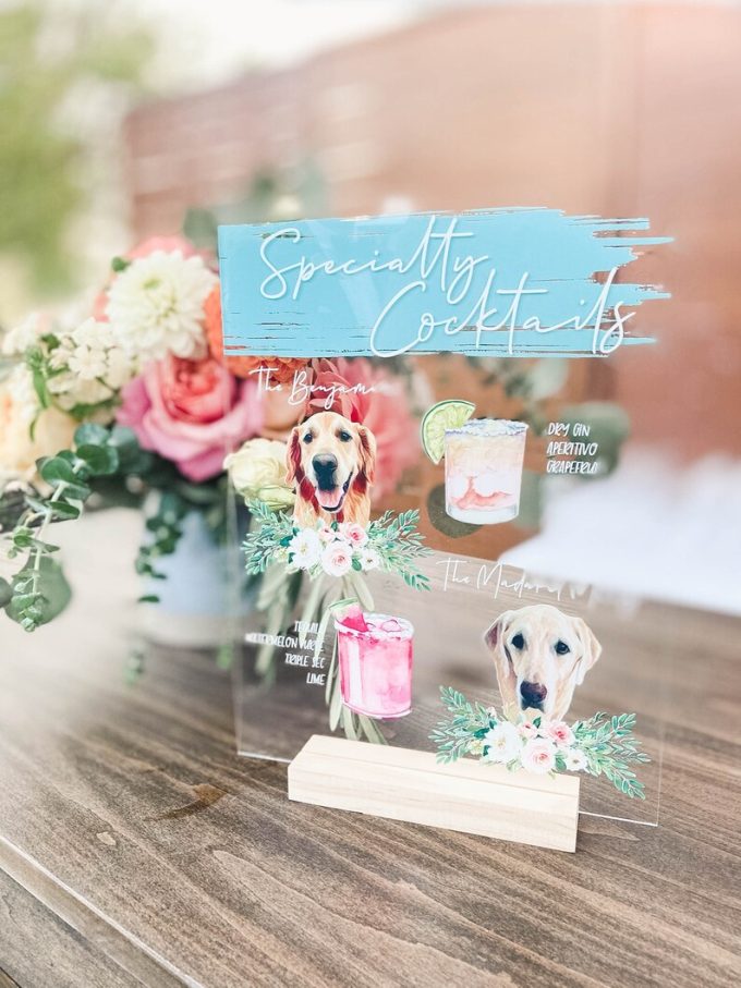 Signature drink signs for bar