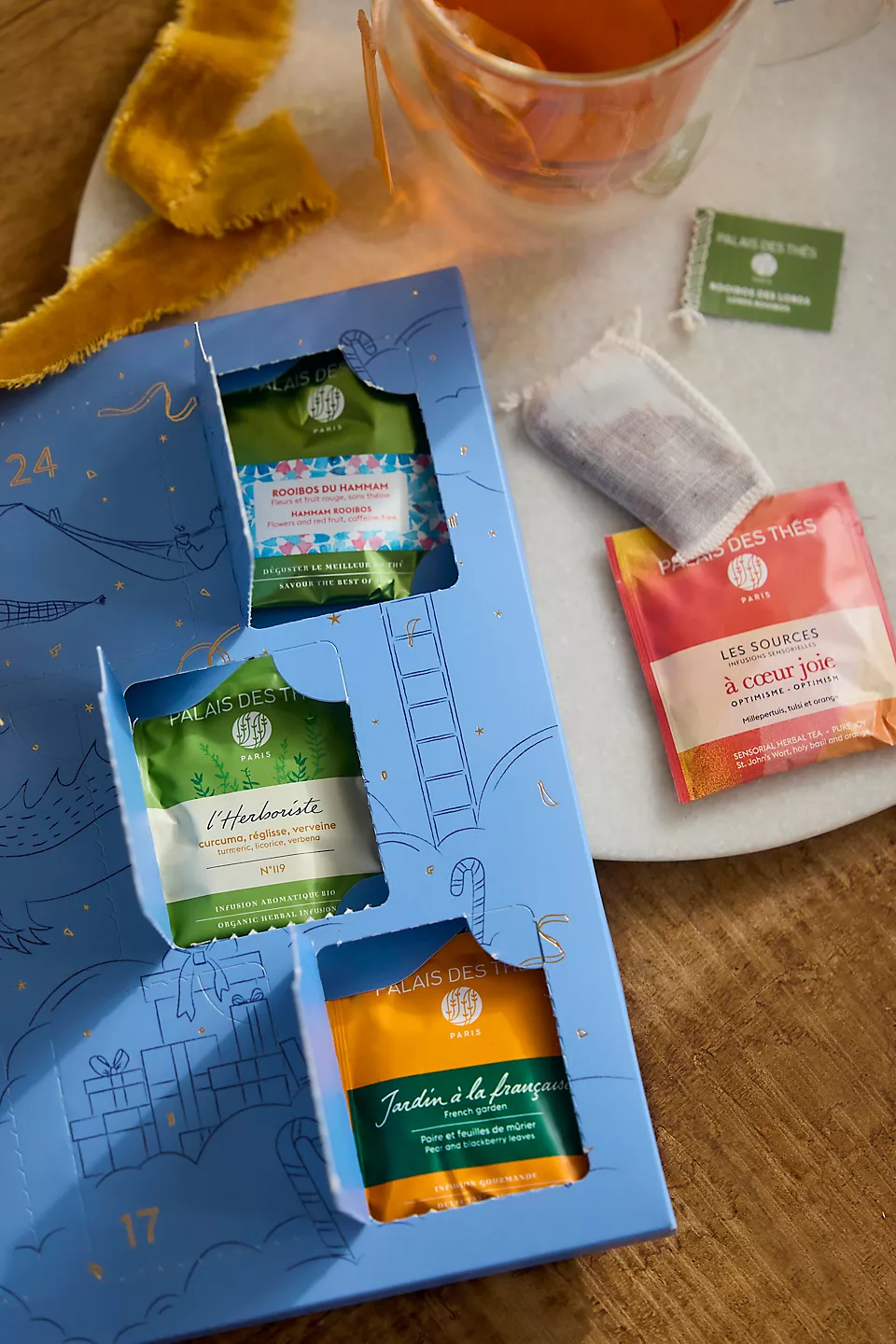 Terrain Palais Des Thés Herbal Tea Advent Calendar with 24 caffeine-free teas