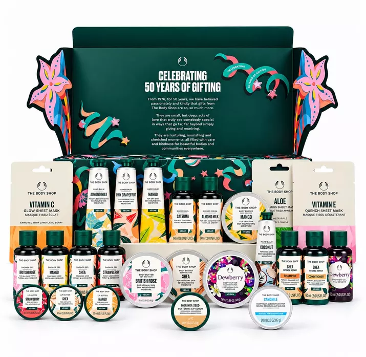 The Body Shop Classic Beauty Advent Calendar with body care, shower and hand care gifts