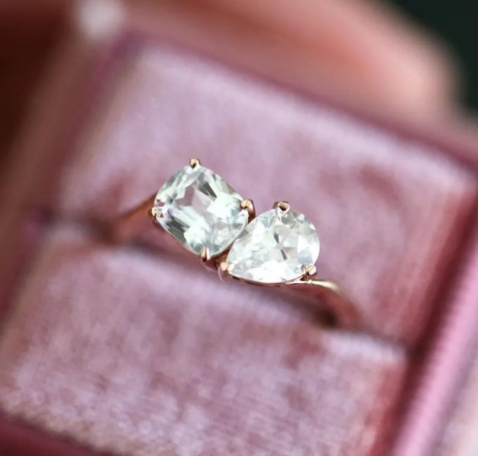 Toi et Moi Cluster Engagement Ring