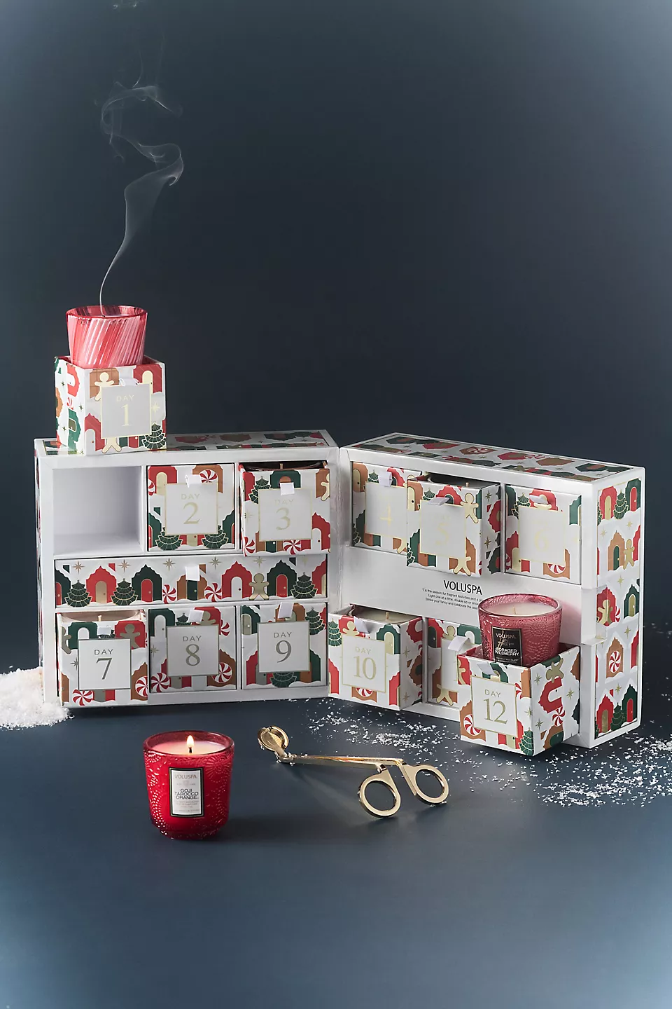 Voluspa 2026 Holiday Advent Calendar with 12 scented votive candles