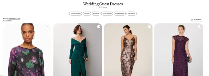 Select dresses to rent for a wedding by dress code