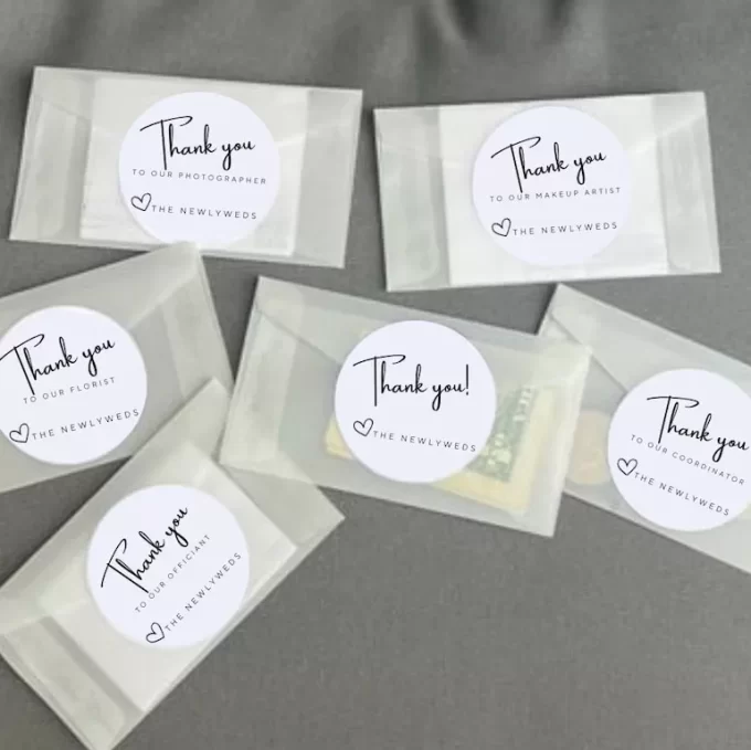 Wedding tip envelopes for the day of