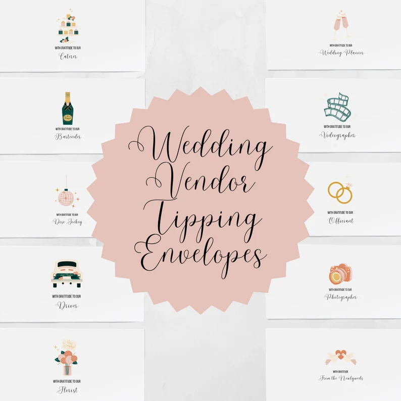 cute wedding vendor tipping envelopes