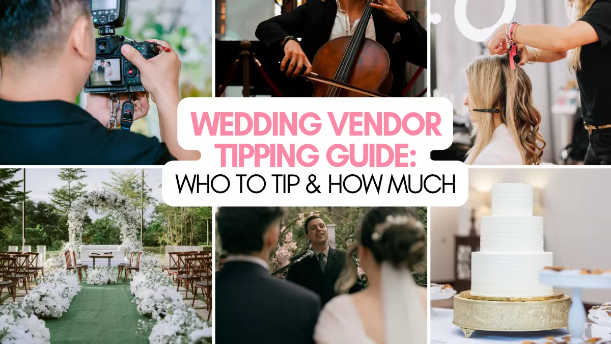 Wedding vendor tipping guide with wedding stationery and tip envelopes