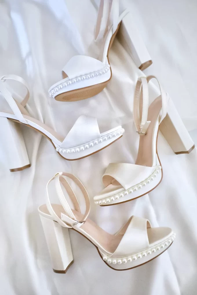 satin platform wedding heels