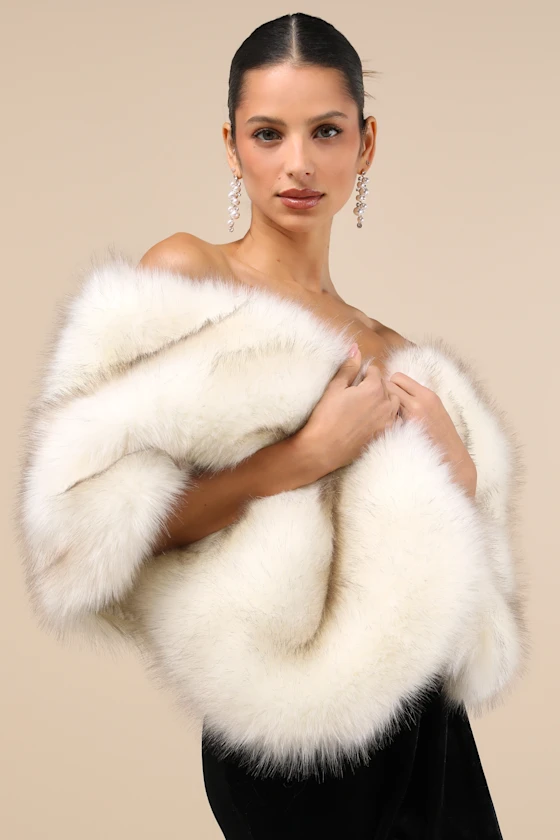 faux fur bridal stole