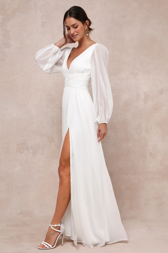 White long sleeve maxi dress