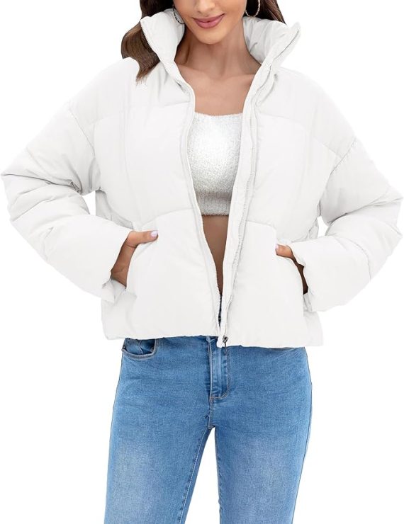 White puffer jacket for cold weather bachelorette