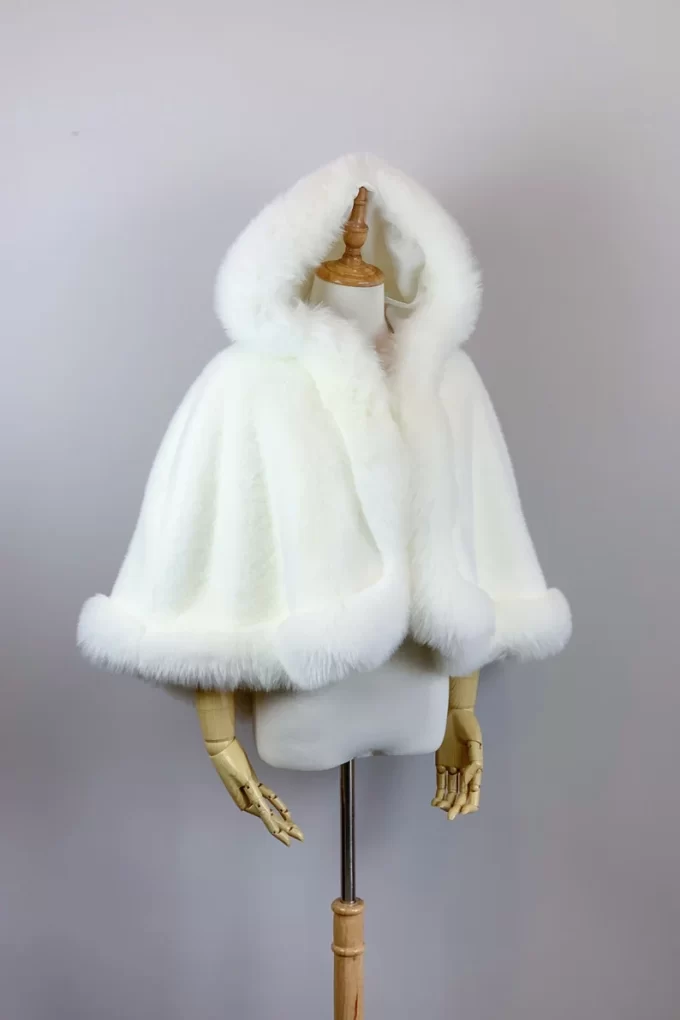 Winter bridal cape with hood