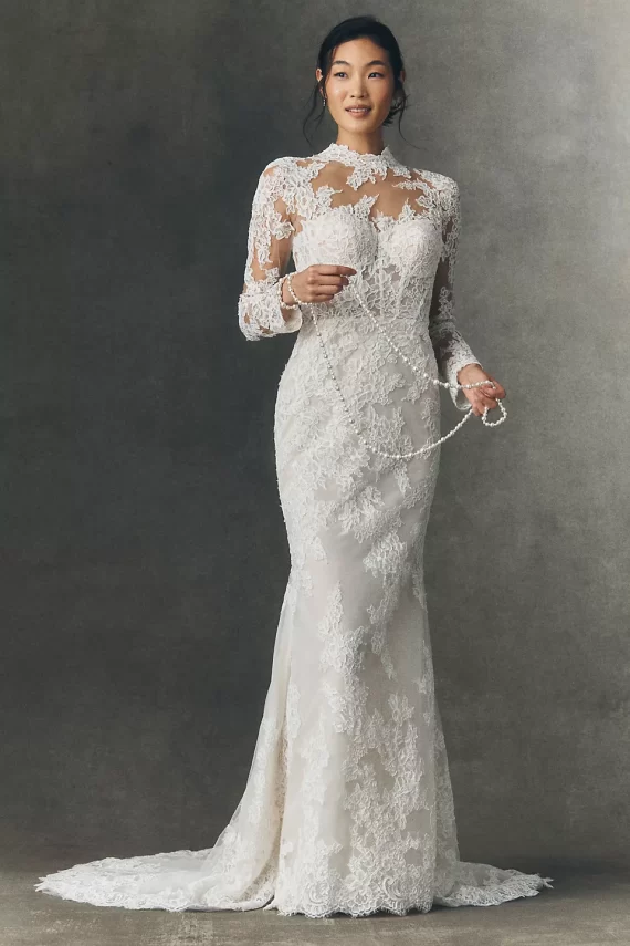 Lace long sleeve wedding gown from Anthropologie