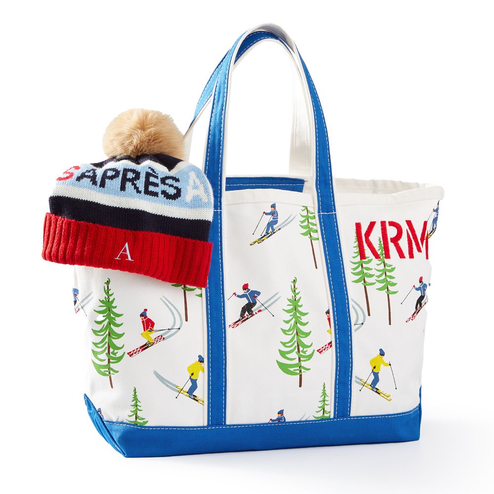 Groomsmen gift set with tote bag and knit hat for apres-ski