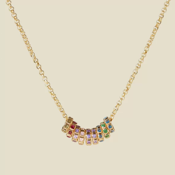 Birthstone stacker gem necklace