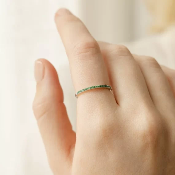 Stacking ring with birthstone gemstone