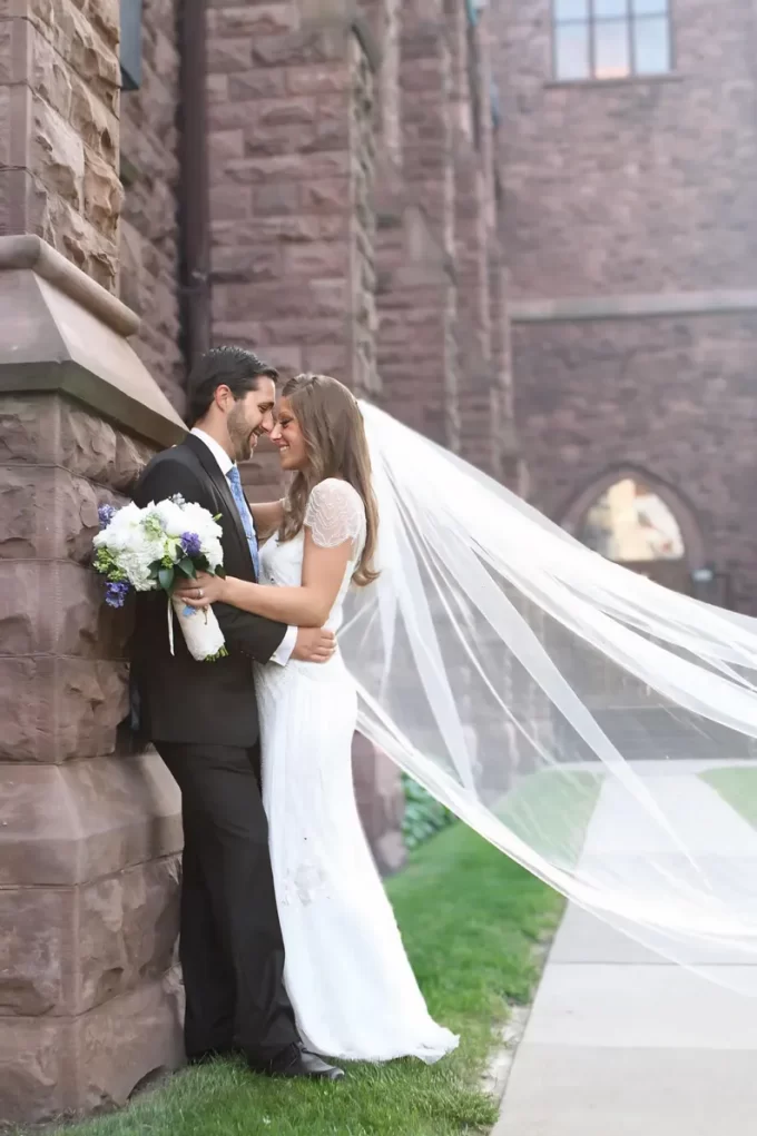 Soft cathedral-length wedding veil from BridalsByTeri on Etsy under $50, perfect for budget-conscious brides.