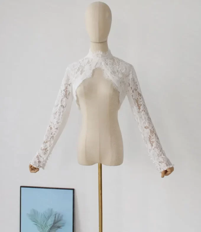 Long sleeve lace bolero for bridal dress