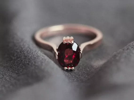 garnet oval shaped engagement ring