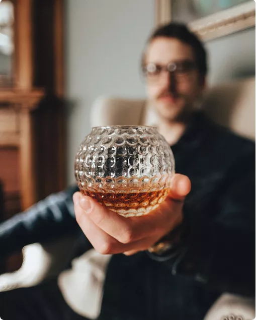 Golf whiskey glass