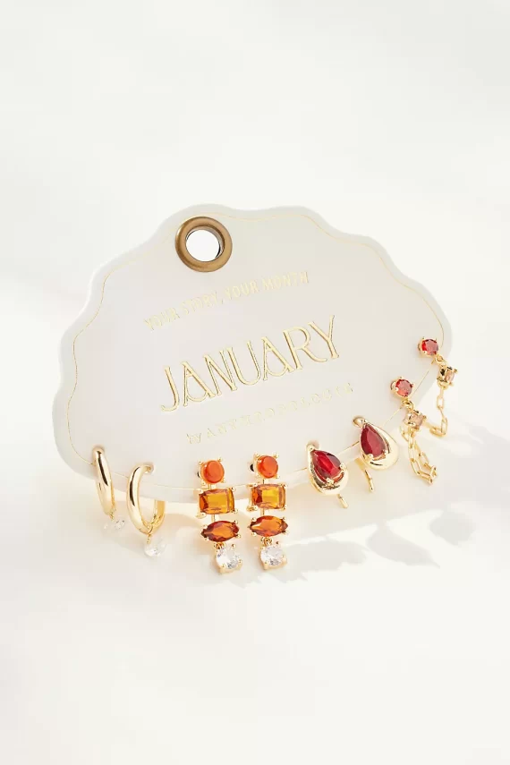 January garnet birthstone earrings for bridesmaids gift