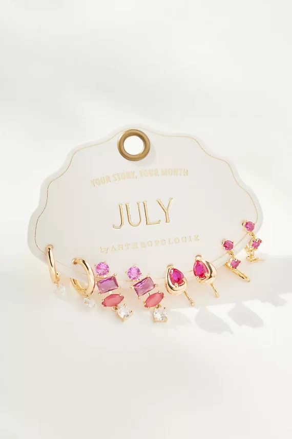 July ruby birthstone earrings in elegant design