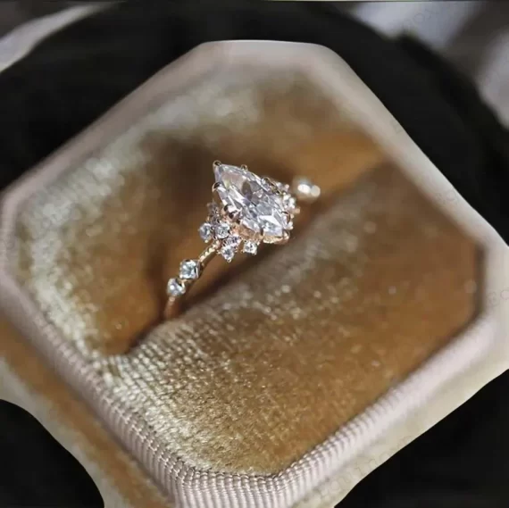 Marquise shaped travel engagement ring