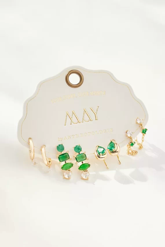 May emerald birthstone earrings in multiple styles