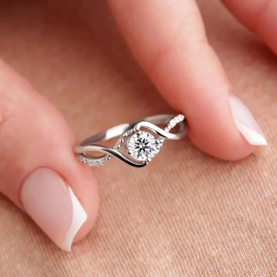 white gold moissanite solitaire ring