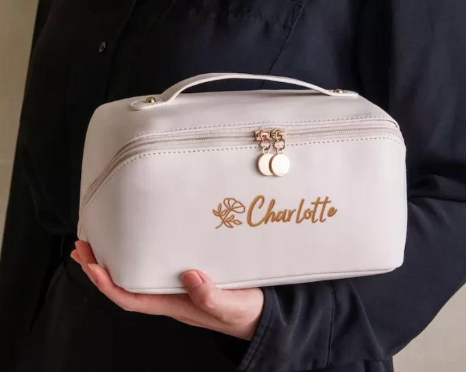 Monogrammed toiletry bag, perfect for bridesmaids on the go