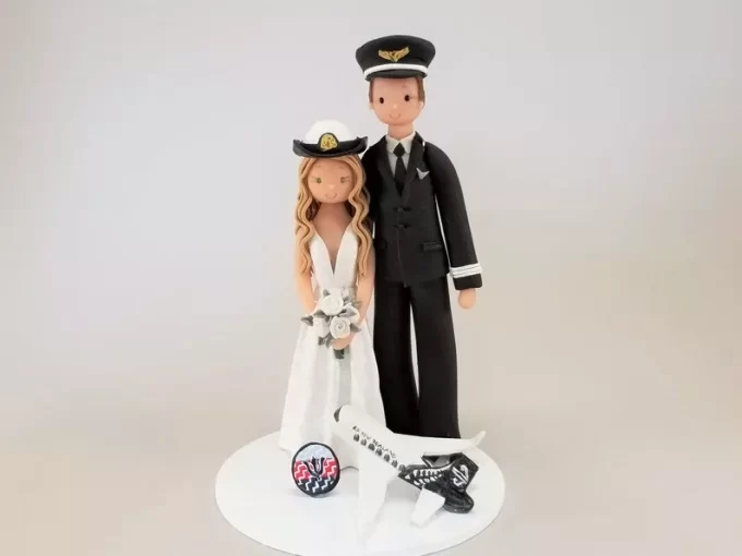 Military couple cake topper navy pilot and officer