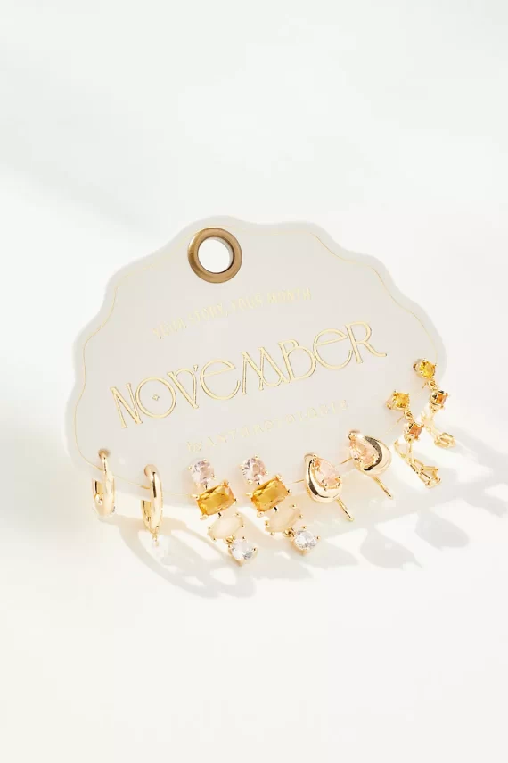 November citrine birthstone earrings