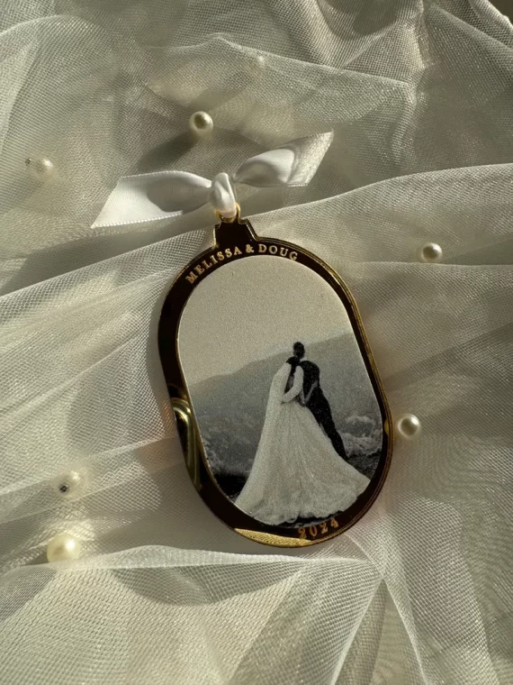 Custom photo ornament for newlyweds from Etsy shop