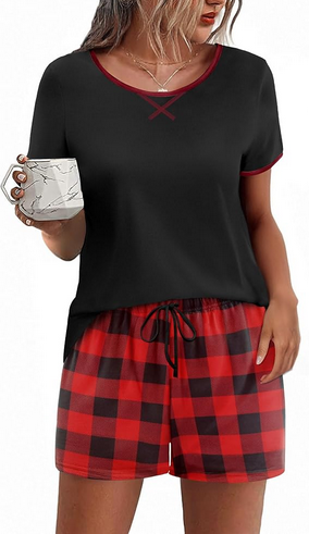 Plaid bridesmaid pajama shorts sets