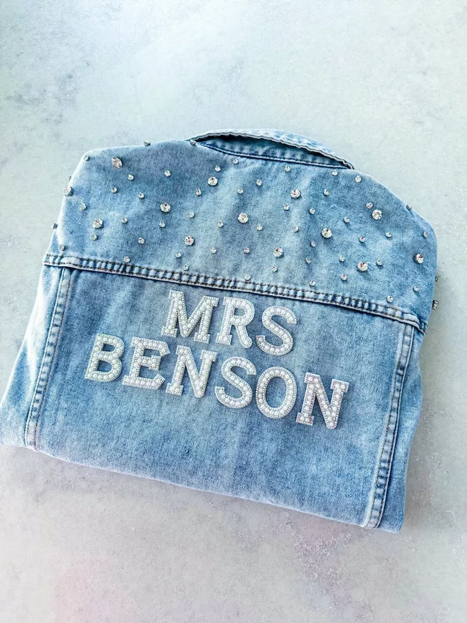 Rhinestone bridal jacket adding movement and sparkle