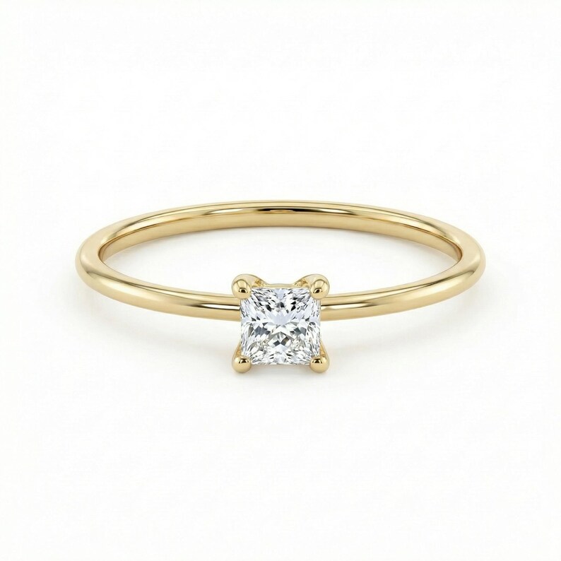 princess cut 14k gold simple engagement ring