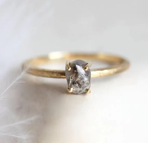 raw diamond engagement ring dainty