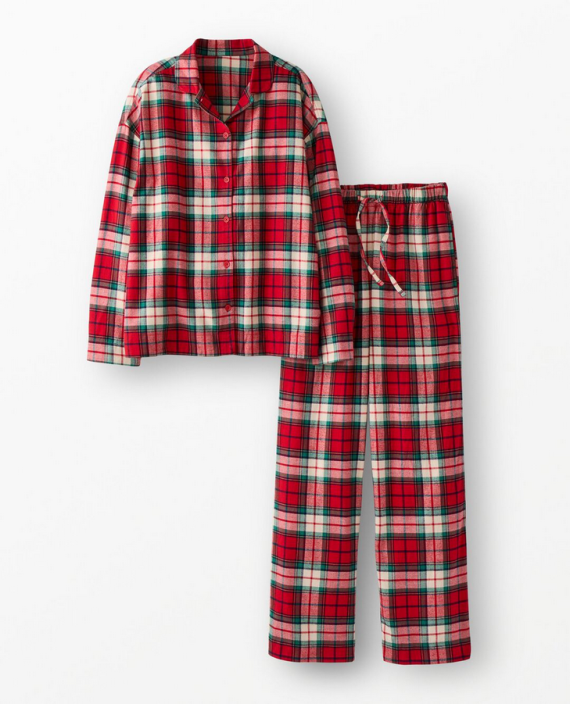Traditional plaid top and bottom pajama set flannels