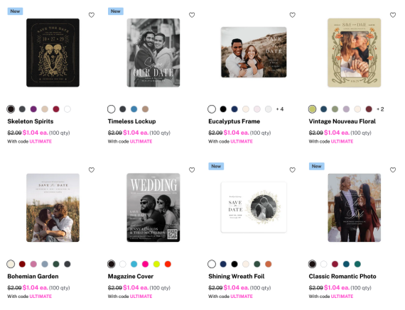 Designs for save the date magnets via The Knot website