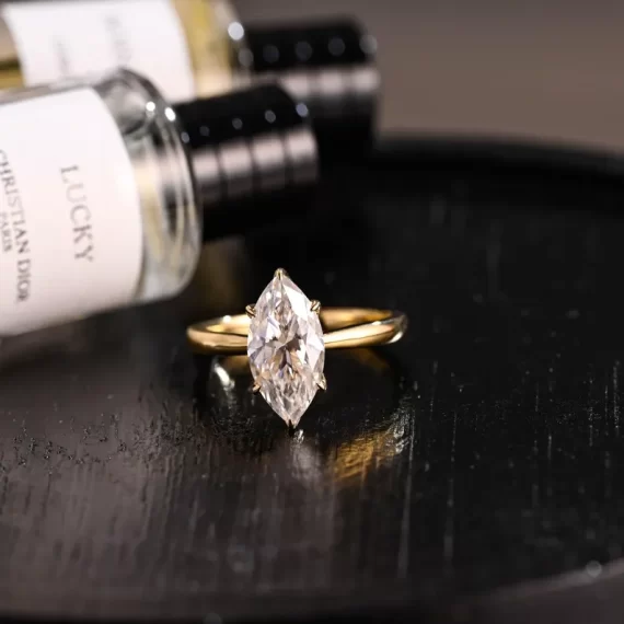 tulip set moissanite marquise shaped ring