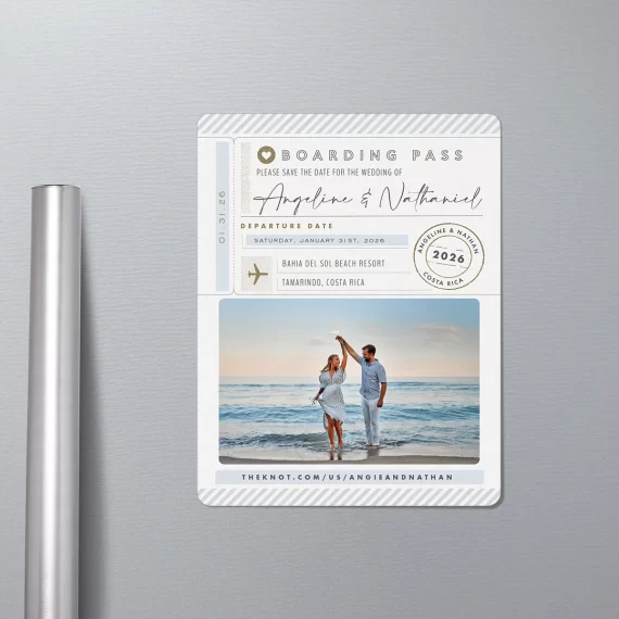 Vintage inspired boarding pass travel save the dates