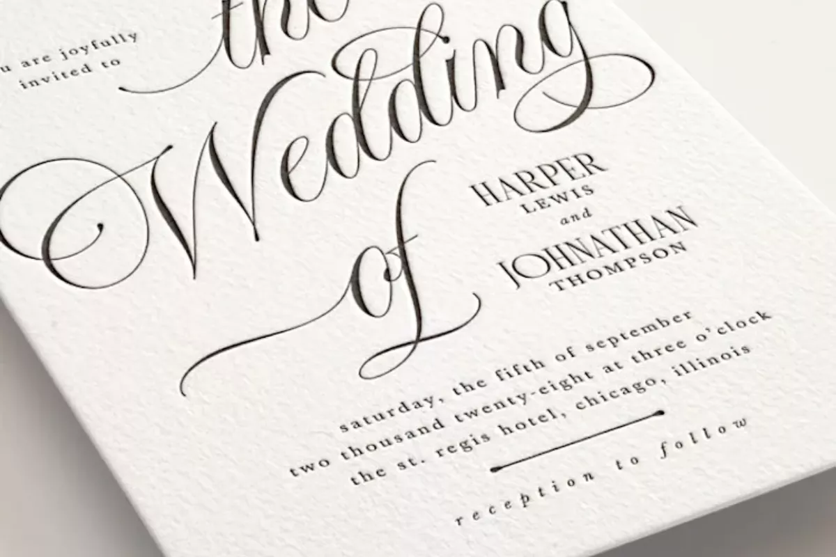 formal wedding invitation example with classic typography and RSVP details