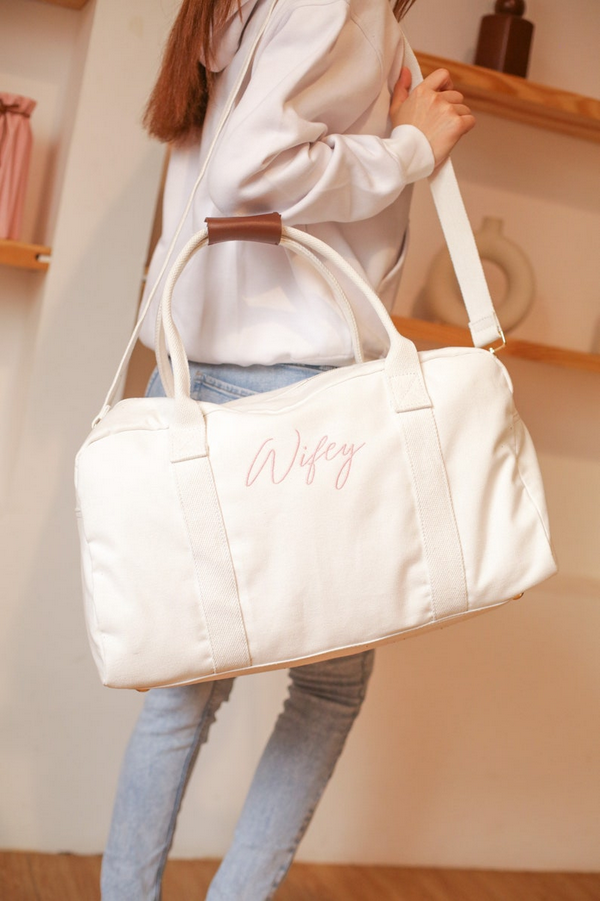 Wifey duffel bag customized in your name