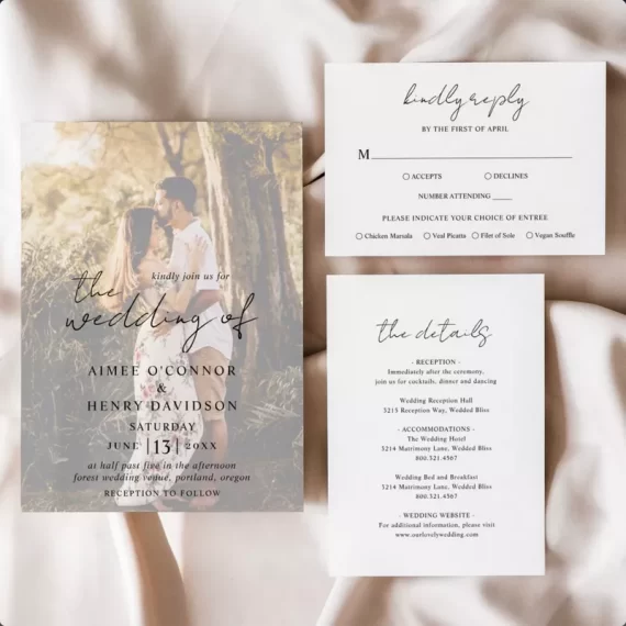Acrylic invitation with photo on the front example