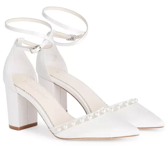 Bella Belle bridal shoes with pearl details photographed for a wedding day