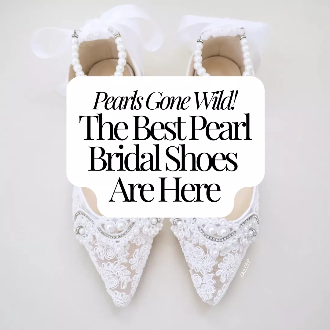 Elegant bridal pearl wedding shoes on display for 2026 brides, featuring heels, flats, and sandals