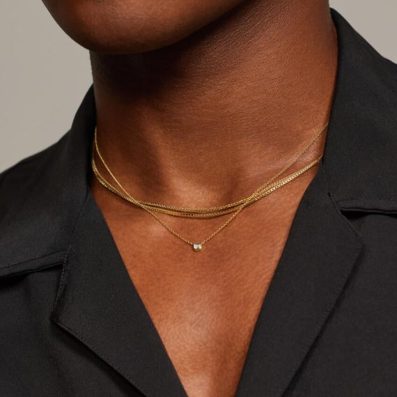 Lab diamond bezel pendant necklace